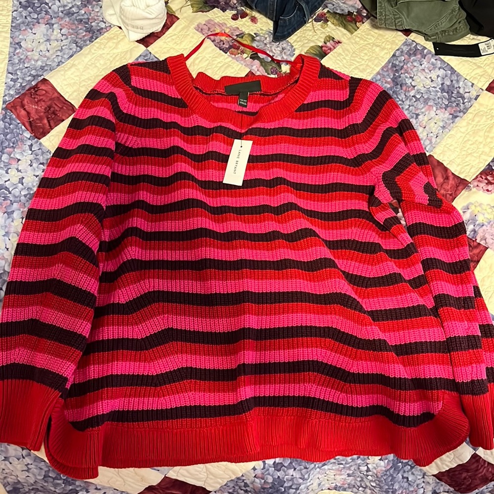 Lane Bryant multicolor striped sweater - perfect for Valentines Day!